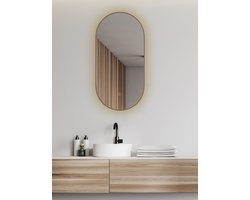 Wiesbaden Nomi Badkamerspiegel Ovaal 50 x 100 cm - Geborsteld Brons Koper