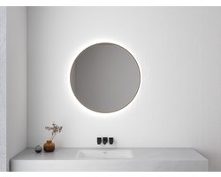 Wiesbaden Novi ronde spiegel met LED, dimbaar 80 cm geborsteld messing