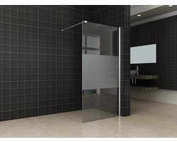 Wiesbaden Partly inloopdouche 100x200cm 10mm NANO coating glas met gedeeltelijk mat glas aluminium profiel zilver