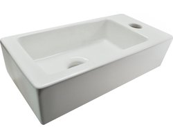 Wiesbaden Rhea fontein - 36.5x18x9cm - rechts - keramiek - glans wit