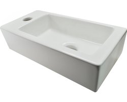 Wiesbaden Rhea S mini fontein links 36,5 x 18 x 9 cm keramiek glans wit