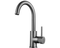 Wiesbaden Ribbd wastafelmengkraan met draaibare uitloop Gunmetal