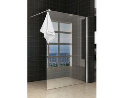 Wiesbaden Sita inloopdouche - 140x200cm - helder glas 8mm - Nano coating - met handdoekhouder - Chroom