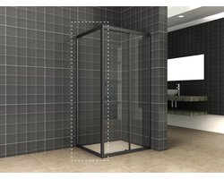 Wiesbaden Skyline Zijwand Met Mat Zwart Profiel 90x200cm 8mm Antikalk Veiligheidsglas Met NANO Coating