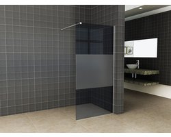 Wiesbaden Slim - Inloopdouche / Douchewand - 100x200 - Rook / Mat Glas - Antikalk - 8mm Veiligheidsglas - Excl. Stabilisatiestang en Profielset