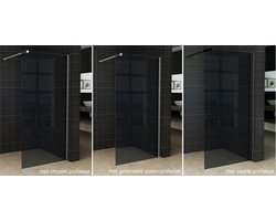 Wiesbaden Slim - Inloopdouche / Douchewand - 110x200 - Rookglas - Antikalk - 8mm Veiligheidsglas - Excl. Stabilisatiestang en Profielset