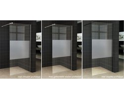 Wiesbaden Slim - Inloopdouche / Douchewand - 120x200 - Helder / Mat Glas - Antikalk - 8mm Veiligheidsglas - Excl. Stabilisatiestang en Profielset