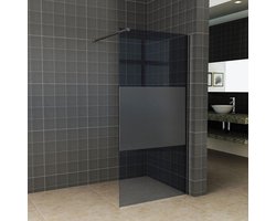 Wiesbaden Slim - Inloopdouche / Douchewand - 120x200 - Rook / Mat Glas - Antikalk - 8mm Veiligheidsglas - Excl. Stabilisatiestang en Profielset