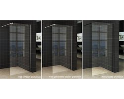 Wiesbaden Slim - Inloopdouche / Douchewand - 50x200 - Helder Glas - Antikalk - 8mm Veiligheidsglas - Excl. Stabilisatiestang en Profielset