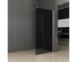 Wiesbaden Slim - Inloopdouche / Douchewand - 90x200 - Rookglas - Antikalk - 8mm Veiligheidsglas - Excl. Stabilisatiestang en Profielset