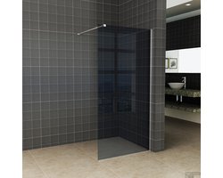 Wiesbaden Slim losse glaswand - 160x200cm - rookglas - 8mm - anti-kalk coating - zonder profiel en stabilisatiestang