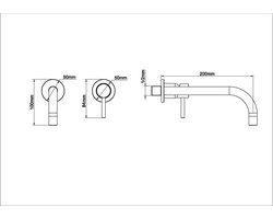 Wiesbaden Slim - Wastafelkraan Zwart - Afbouwdeel - Inbouw - Mengkraan - Rond - 1 Greeps