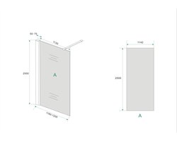 Wiesbaden Smoke inloopdouche met rookglas en muurprofiel 120x200cm NANO coating veiligheidsglas 10mm