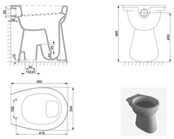 Wiesbaden Staande Verhoogde Toiletpot + 6 cm Ao - Wit