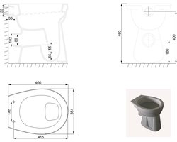 Wiesbaden Staande Verhoogde Toiletpot + 6 cm. Pk - Wit