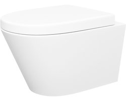 Wiesbaden Stereo Rimless Wandcloset - Mat Wit - Met Vesta Toiletzitting - Softclose En Quick Release