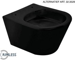 Wiesbaden Vesta Rimless Wandcloset 52 cm. Zonder Zitting - Mat Zwart