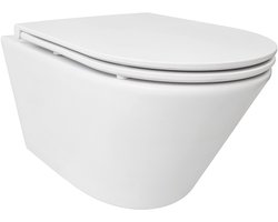 Wiesbaden Vesta Rimless Wandcloset Tornado Flush Mat Wit Met Flatline Toiletzitting Softclose En Quick Release Mat Wit