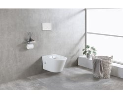 Wiesbaden Vesta Wandcloset Rimless met Bidetkraan - Warm/Koud Water - Mat Wit