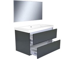 Wiesbaden Vision meubelset met spiegel 80cm hoogglans grijs