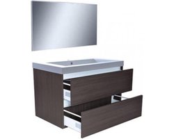 Wiesbaden Vision meubelset met spiegel 80cm houtnerf grijs