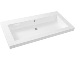 Wiesbaden Vision Wastafel - Kunstmarmer - Zonder kraangat - 100 x 47 cm - Wit