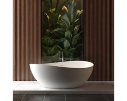 Wiesbaden Waive Vrijstaand Ligbad - 160x95cm - Solid Surface - Mat Wit