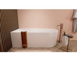 Wiesbaden Zenn Hoekbad Links - 180x80cm - Acryl - Glans Wit met Waste Glans Wit