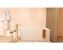 Wiesbaden Zenn Hoekbad Rechts - 170x75cm - Acryl - Glans Wit met Waste Glans Wit