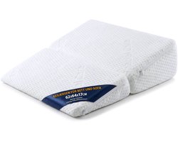 Wigkussen voor Bed en Bank 64 x 62 x 17 cm - Reflux Kussen & Matraswig voor Volwassenen – Bedwig Leeskussen Rugkussen Hoofdeinde Beenkussen – Matrasverhoger Hoes Wasbaar Oeko-Tex