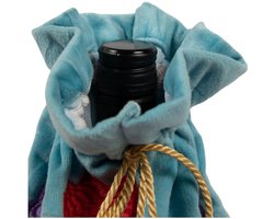 Wijn fles hoes Joy lichtblauw h37 x 12cm