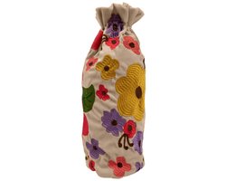 Wijn fles hoes Joy off wit h37 x 12cm