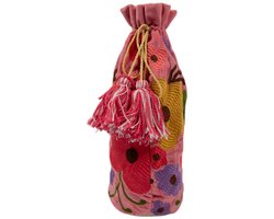 Wijn fles hoes Joy roze h37 x 12cm