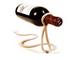 Wijn fles houder - Wijnrek - Wijnhouder- Decor - Wit touw