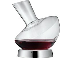 Wijn karaf 0,75 l glas met roestvrijstalen sokkel - decanteerfles voor rode wijn - wijnbeluchter - onderhoudsvriendelijk - mooi vormgegeven - edel - hoogwaardig