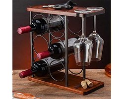 Wijn Opbergrek - Fles Houder - Wijn Presenteren - Huishoudelijk Gebruik - 34x16x35 cm - Multicolor