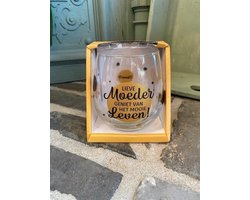 Wijn - water glas / Lieve moeder geniet van het mooie leven /  wijnglas / waterglas / leuke tekst / moederdag / vaderdag / verjaardag / cadeau