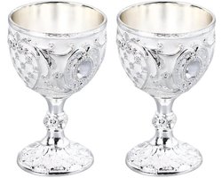 Wijnbeker Vintage Ontwerp - Set van Twee - Metalen Wijnglazen - Zinklegering - Elegant voor Feesten - Luxe en Duurzaam - Wijnglas