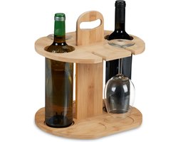 Wijnbutler van bamboe - Houder voor flessen en glazen - 1 stuk