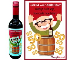 Wijnetiket Abraham 50 jaar - Wijnlabel met wijnhumor - Etiket voor wijnfles - Wijn Cadeau voor 50-jarige