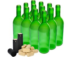 Wijnfles 0,75L + kurk en huls - 12 stuks - Wijnflessen