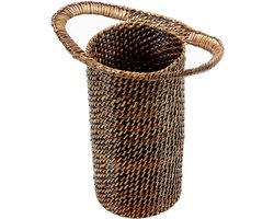 Wijnfles Houder - Drank standaard - Wijn presenteren - Handgeweven rotan - 20 cm hoog - Bruin