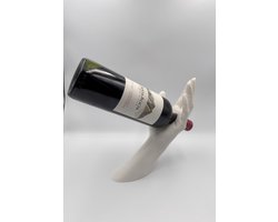 Wijnfles houder voor 1 fles. Stijlvolle wijnfles standaard. Cadeau idee. Elegante wijnfles houder. Wit. Zwevend. 3D geprint