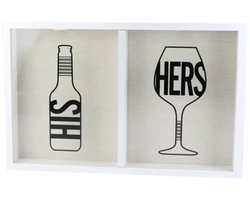 Wijnfles kurk- en Bierdopjes opvangdoos met Glazen Deksel – 40×26 cm.