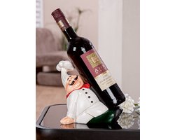 wijnfleshouder flessenhouder kok chefkok 12x20x21 cm -multicolor - polyresin