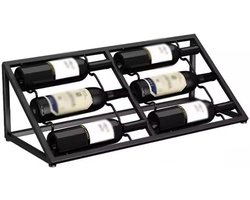 Wijnflessenrek - Wijn display - Woonkamer decoratie - Ijzeren frame - 70 cm lengte - Zwart