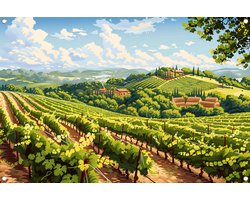 Wijngaard poster - Landschap poster - Tuinposters Lucht - Schutting decoratie - Tuin accessoires - Tuin decoratie tuinposter 60x40 cm