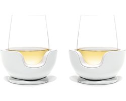Wijnglas Chiller - Koeler voor Glas - Wijn Koel Houden - Actief Koude Glazen - Stemless Paar - Kwarts