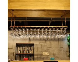 Wijnglas Rek - Wijnrek Plafondhouder - Keuken Opbergen - Verstelbare Giek - 60x25x21cm - Multicolor