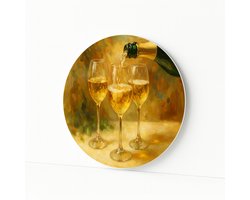 Wijnglas wanddecoratie – ronde wandprint – wanddecoratie rond – 80x80 cm